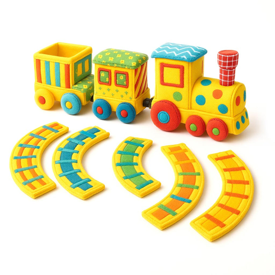 Bright Wooden Train Play Set With Storage Box