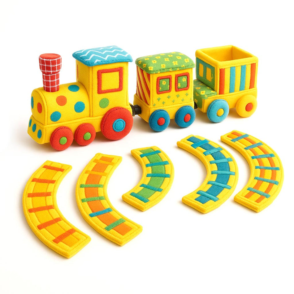 Bright Wooden Train Play Set With Storage Box