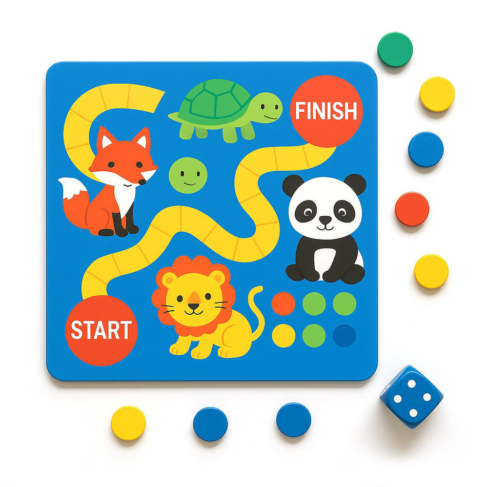 Colorful Family Board Game With Animal Designs