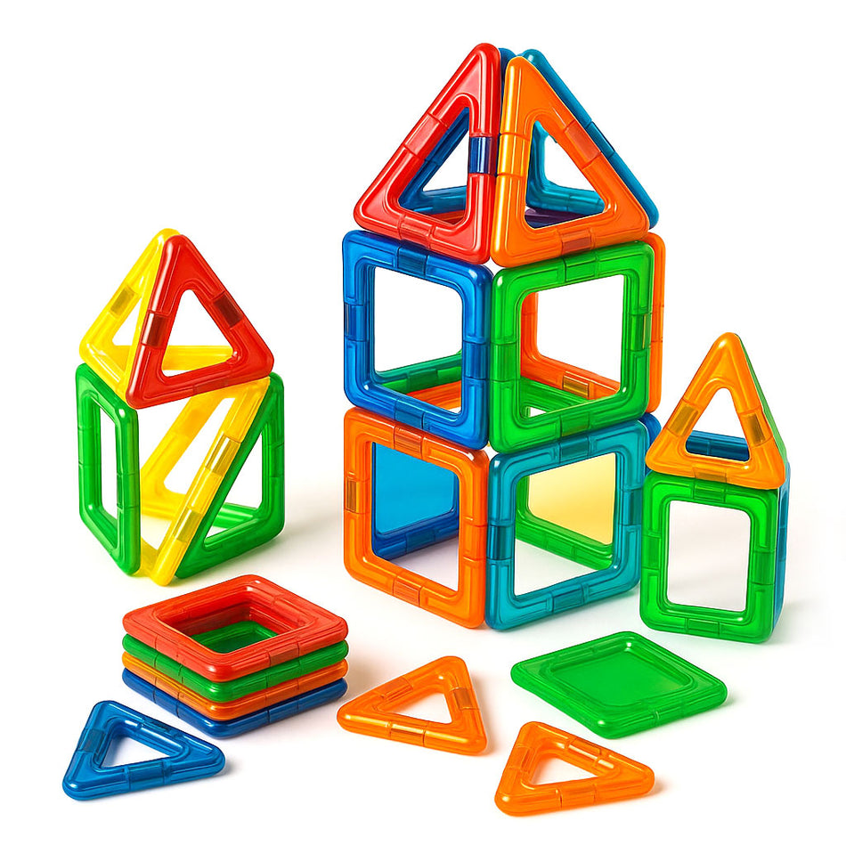 Playful Magnetic Building Tiles With Storage Box