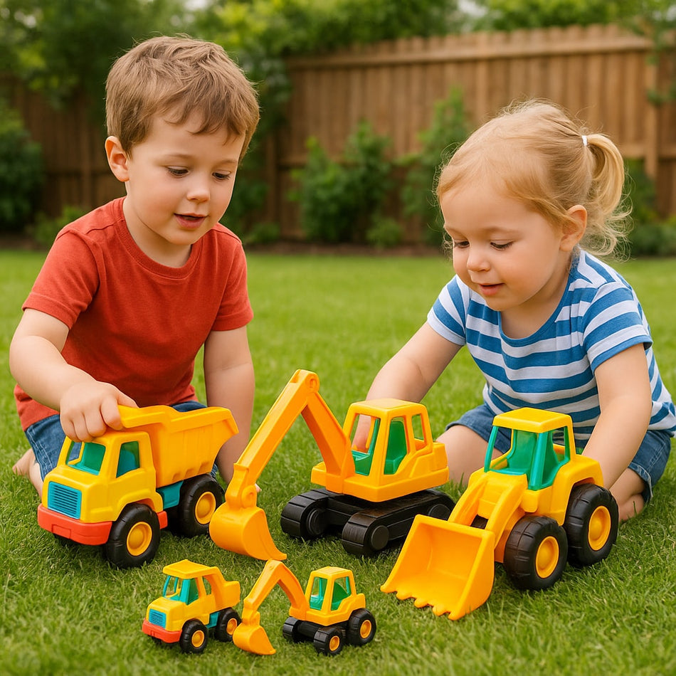 Fun Toy Construction Truck Set With Storage Box