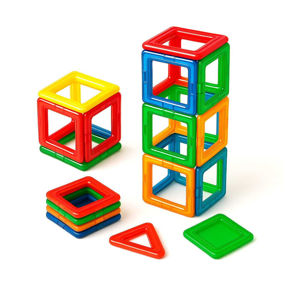 Playful Magnetic Building Tiles With Storage Box